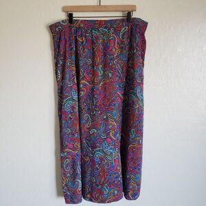 Denim & Co Vibrant Multicolor Paisley Print Maxi Skirt Sz Women's 1X Hippie Boho